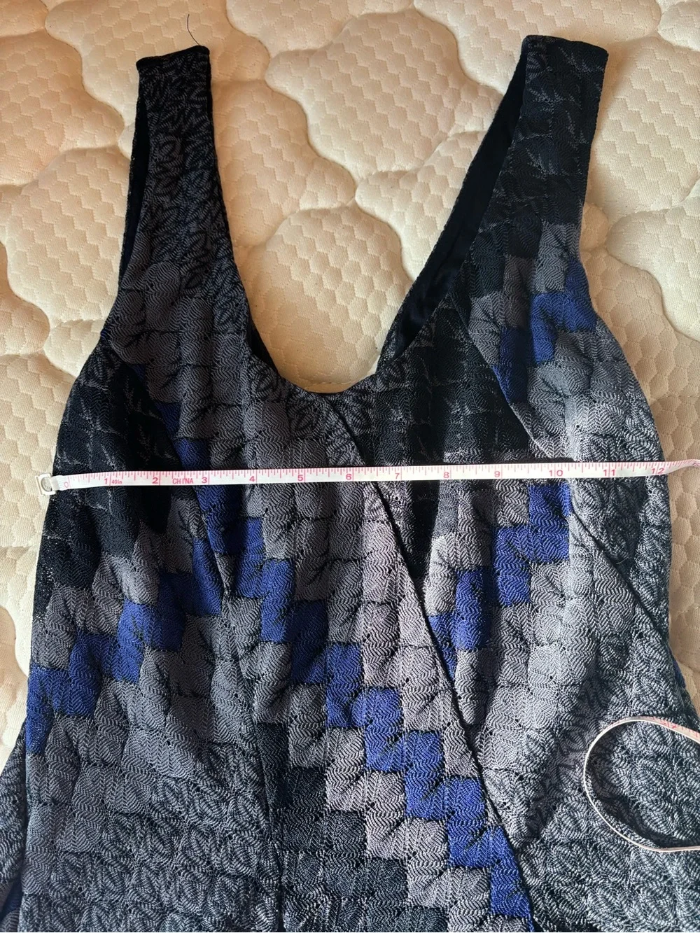 Free People Textured Sleeveless Dress in Black & Navy